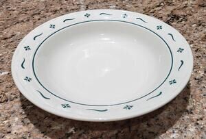 Longaberger Green Woven Traditions Pottery 12" Pasta/Serving Bowl EUC